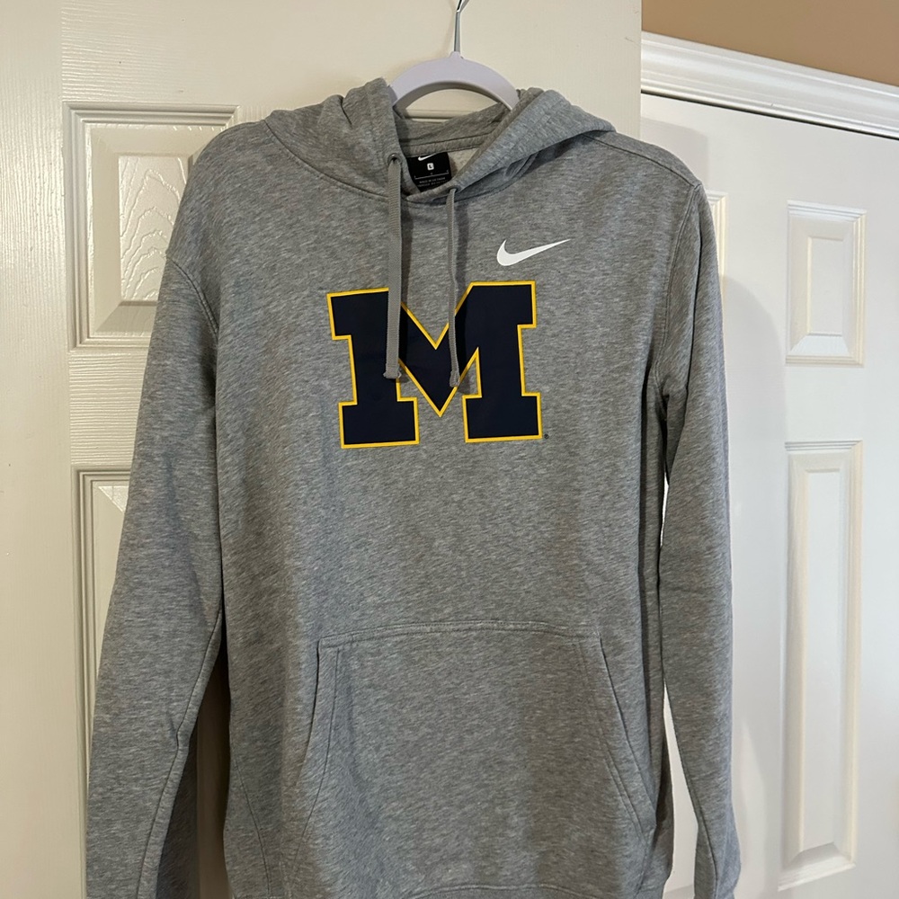 Nike Gray Hoodie with Blue and Yellow Michigan Logo